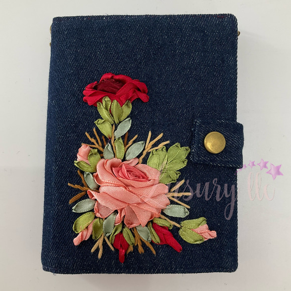 Red Rose Embroidery Passport Wallet & Silk Mask, Wedding Gift,Versatile Washable - Picture 2 of 16